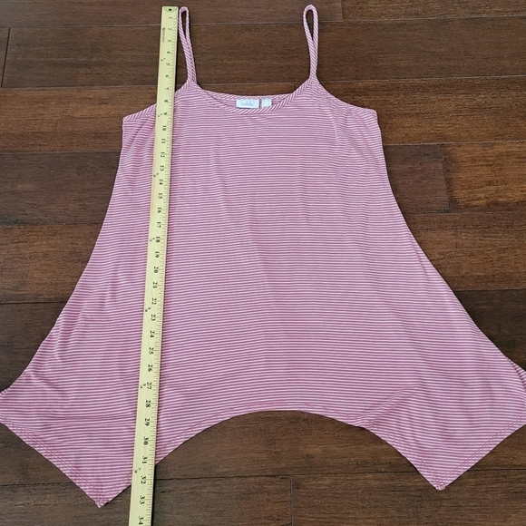 LOGO Layers Lori Goldstein Size L Cadet Pink Striped Camisole w/ Asymmetric Hem - Picture 8 of 8